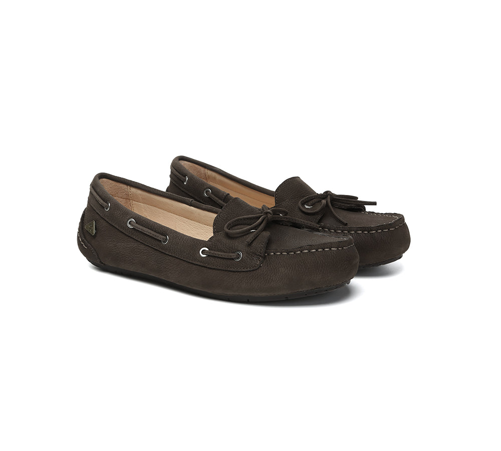 EVERAU® Women Leather Bow Casual Loafers Summer Moccasins Monty