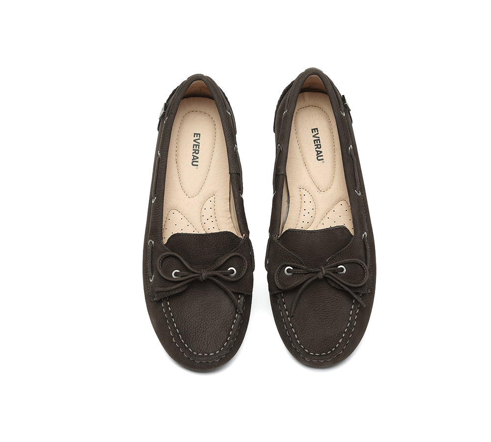 EVERAU® Women Leather Bow Casual Loafers Summer Moccasins Monty