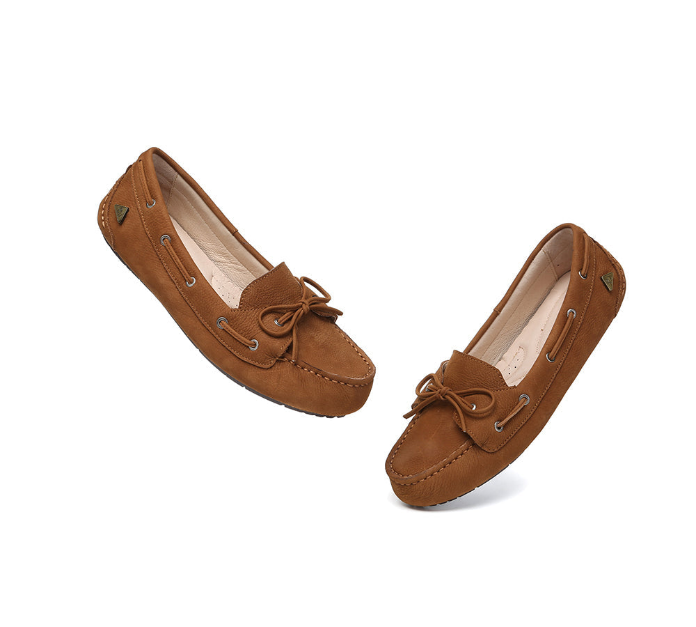 EVERAU® Women Leather Bow Casual Loafers Summer Moccasins Monty