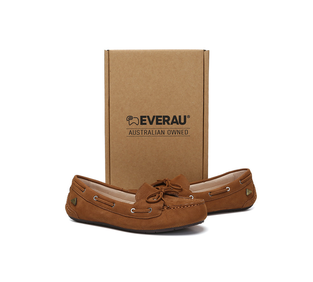 EVERAU® Women Leather Bow Casual Loafers Summer Moccasins Monty