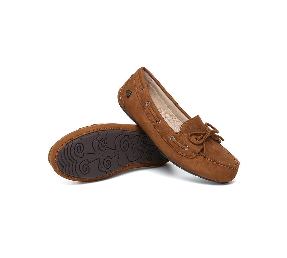 EVERAU® Women Leather Bow Casual Loafers Summer Moccasins Monty