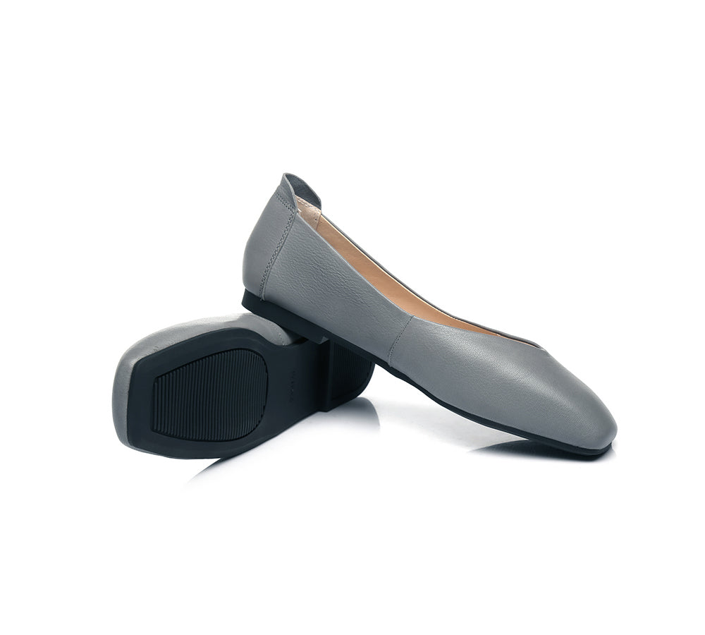 EVERAU® Women Leather Square Toe Ballet Flats Linda