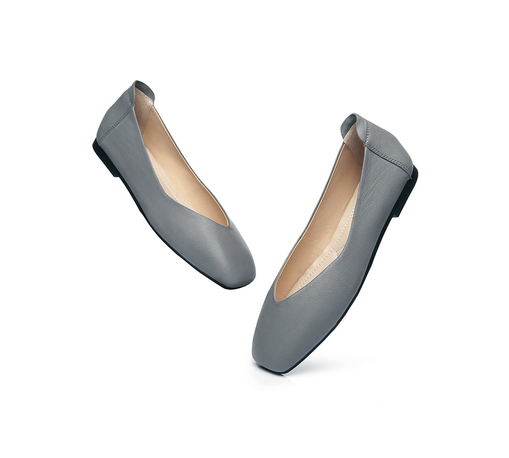 EVERAU® Women Leather Square Toe Ballet Flats Linda