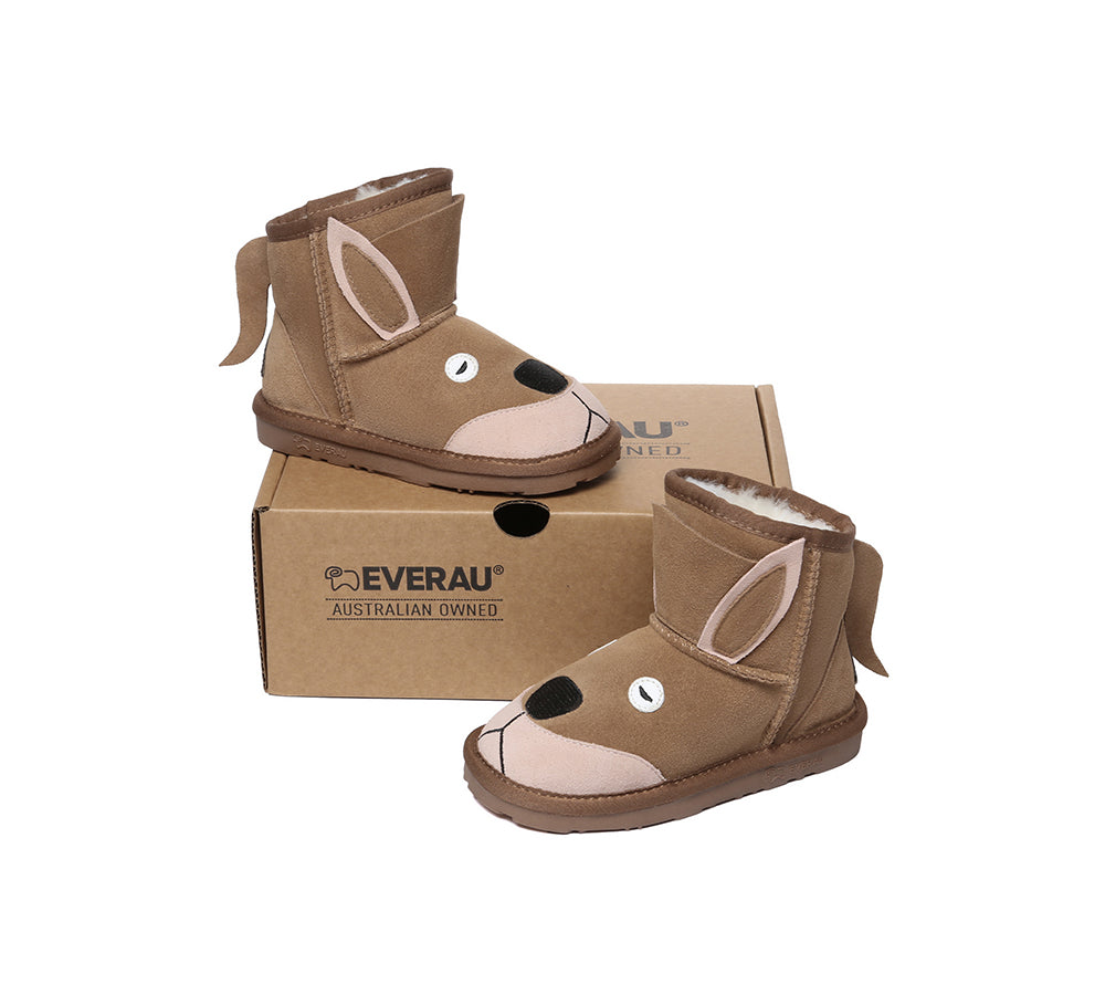 EVERAU® UGG Boots Kids Sheepskin Wool Kangaroo Kids Plus