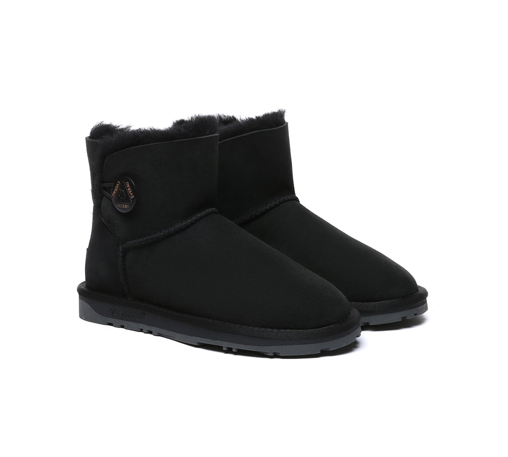 UGG EVERAU® UGG Boots Double Faced Sheepskin Wool Ankle Mini Button