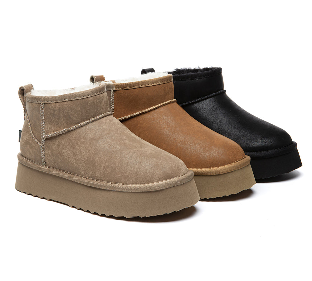 UGG EVERAU® UGG Boots Women Sheepskin Wool Ankle Platform Romi