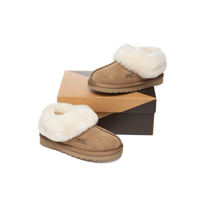 AUSTRALIAN SHEPHERD® UGG Slippers Kids Sheepskin Wool Ankle Homey