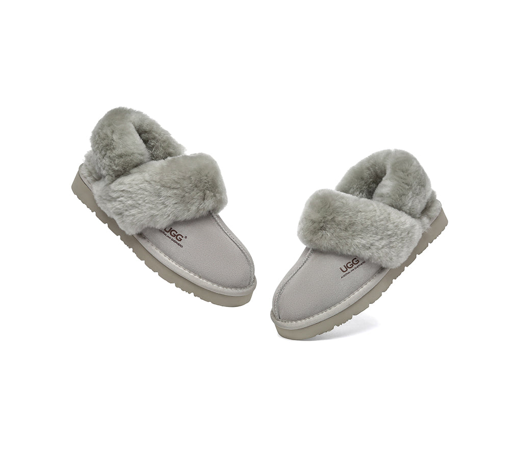 AUSTRALIAN SHEPHERD® 3-Way Style UGG Women Slippers Removable Wool Strap Slingback Muffin Fluffy