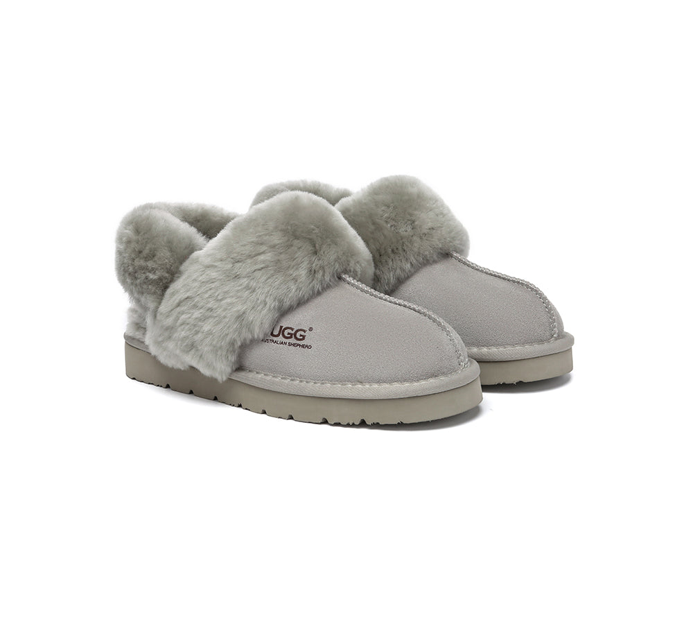 AUSTRALIAN SHEPHERD® 3-Way Style UGG Women Slippers Removable Wool Strap Slingback Muffin Fluffy