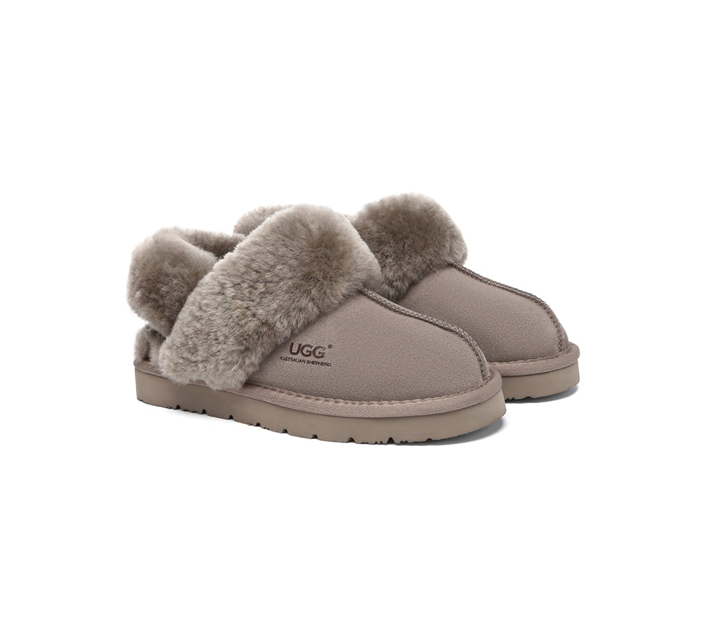 AUSTRALIAN SHEPHERD® 3-Way Style UGG Women Slippers Removable Wool Strap Slingback Muffin Fluffy