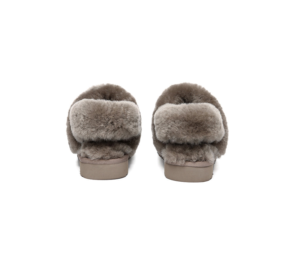 AUSTRALIAN SHEPHERD® 3-Way Style UGG Women Slippers Removable Wool Strap Slingback Muffin Fluffy