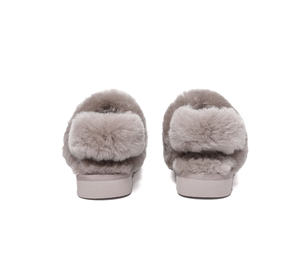 AUSTRALIAN SHEPHERD® 3-Way Style UGG Women Slippers Removable Wool Strap Slingback Muffin Fluffy