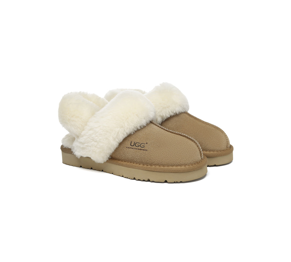 AUSTRALIAN SHEPHERD® 3-Way Style UGG Women Slippers Removable Wool Strap Slingback Muffin Fluffy