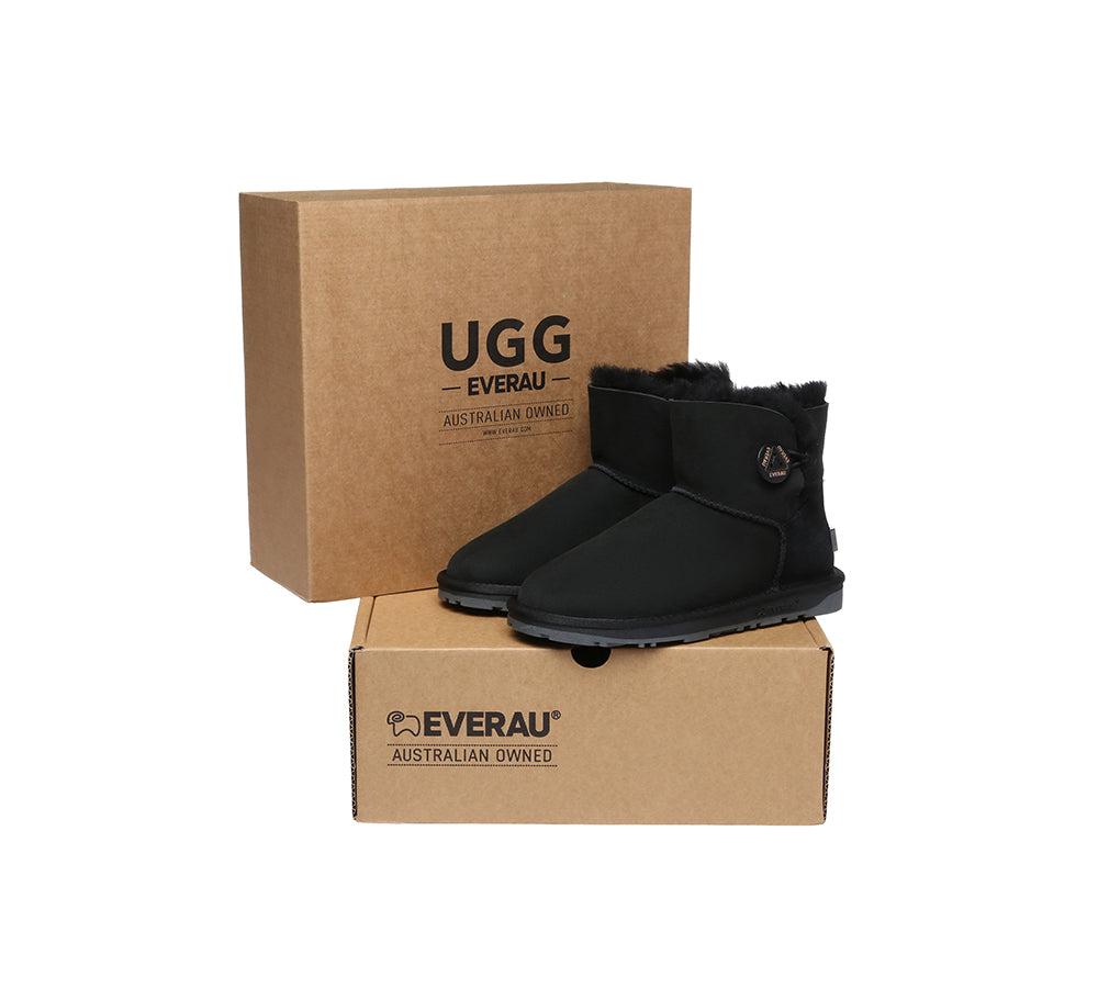 UGG EVERAU® UGG Boots Double Faced Sheepskin Wool Ankle Mini Button