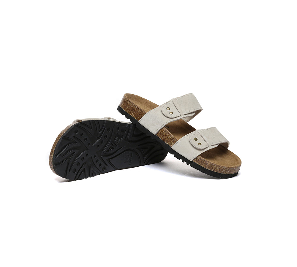 EVERAU® Double Straps Embossed Slip-on Summer Sandal Slides Aurelia