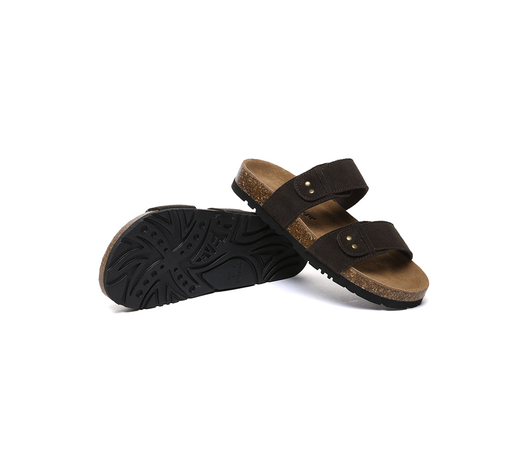 EVERAU® Double Straps Embossed Slip-on Summer Sandal Slides Aurelia