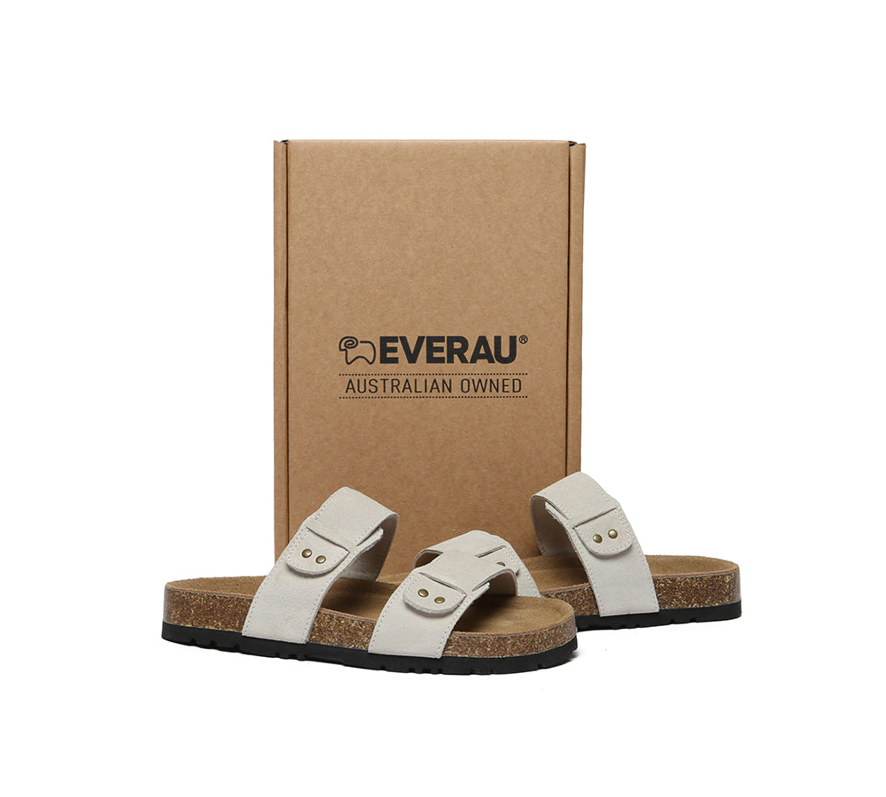 EVERAU® Double Straps Embossed Slip-on Summer Sandal Slides Aurelia