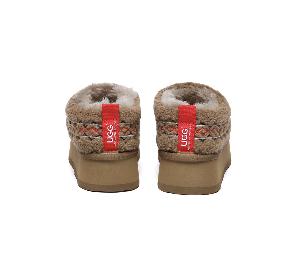 AUSTRALIAN SHEPHERD® UGG Slippers Sheepskin Wool Plush Ankle Platform Madge