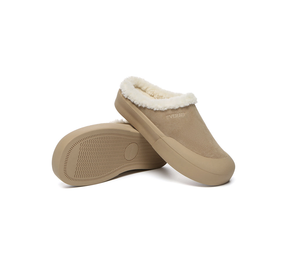 EVERAU® UGG Slippers Sheepskin Wool Scuff Staney