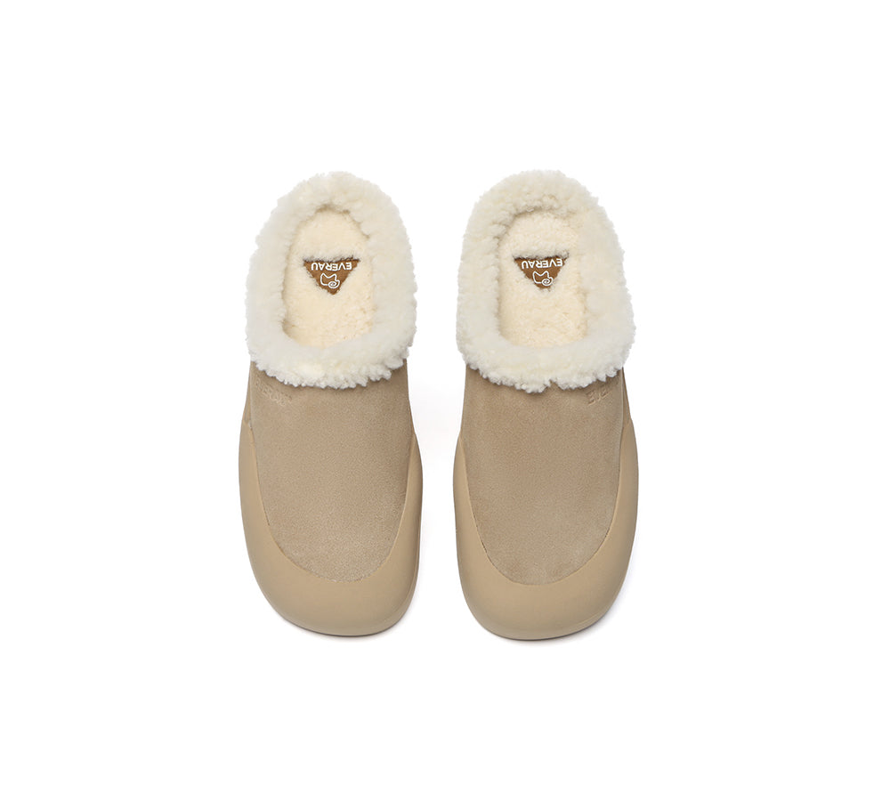 EVERAU® UGG Slippers Sheepskin Wool Scuff Staney