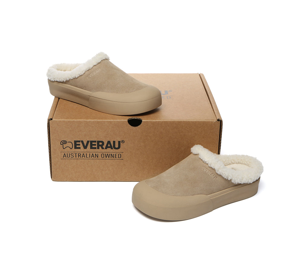 EVERAU® UGG Slippers Sheepskin Wool Scuff Staney