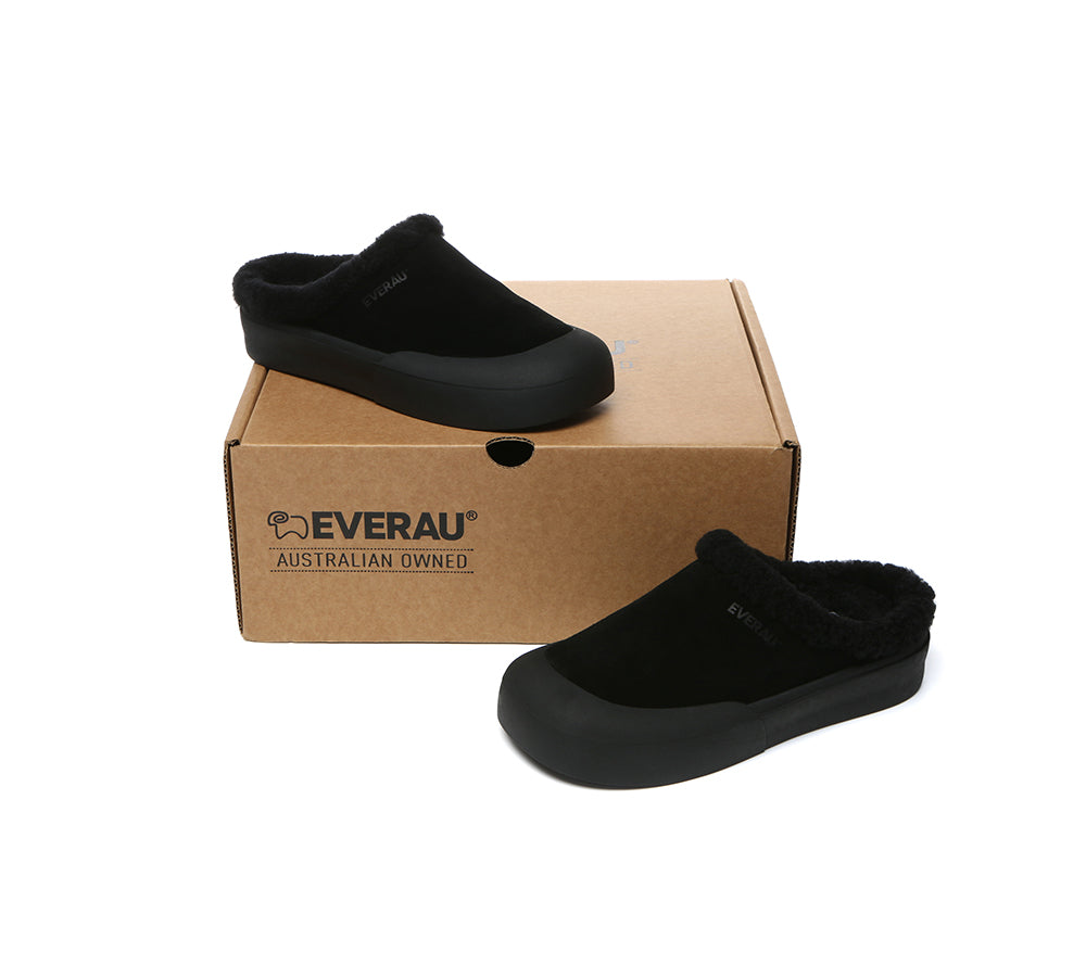 EVERAU® UGG Slippers Sheepskin Wool Scuff Staney