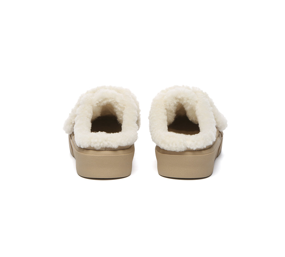 EVERAU® UGG Slippers Women Sheepskin Wool Adjustable Strap Shearling Lined Stacia