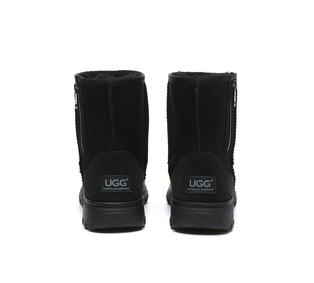 AUSTRALIAN SHEPHERD® UGG Boots Sheepskin Wool Zipper Short Outdoor Boots