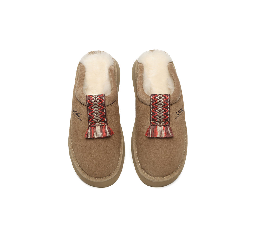 AUSTRALIAN SHEPHERD® UGG Slippers Sheepskin Wool Platform Tazzy Calla