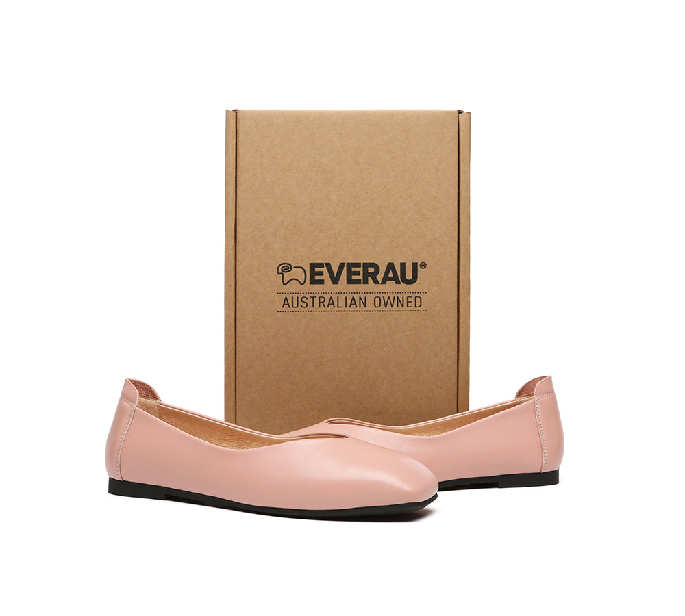 EVERAU® Women Leather Square Toe Ballet Flats Linda