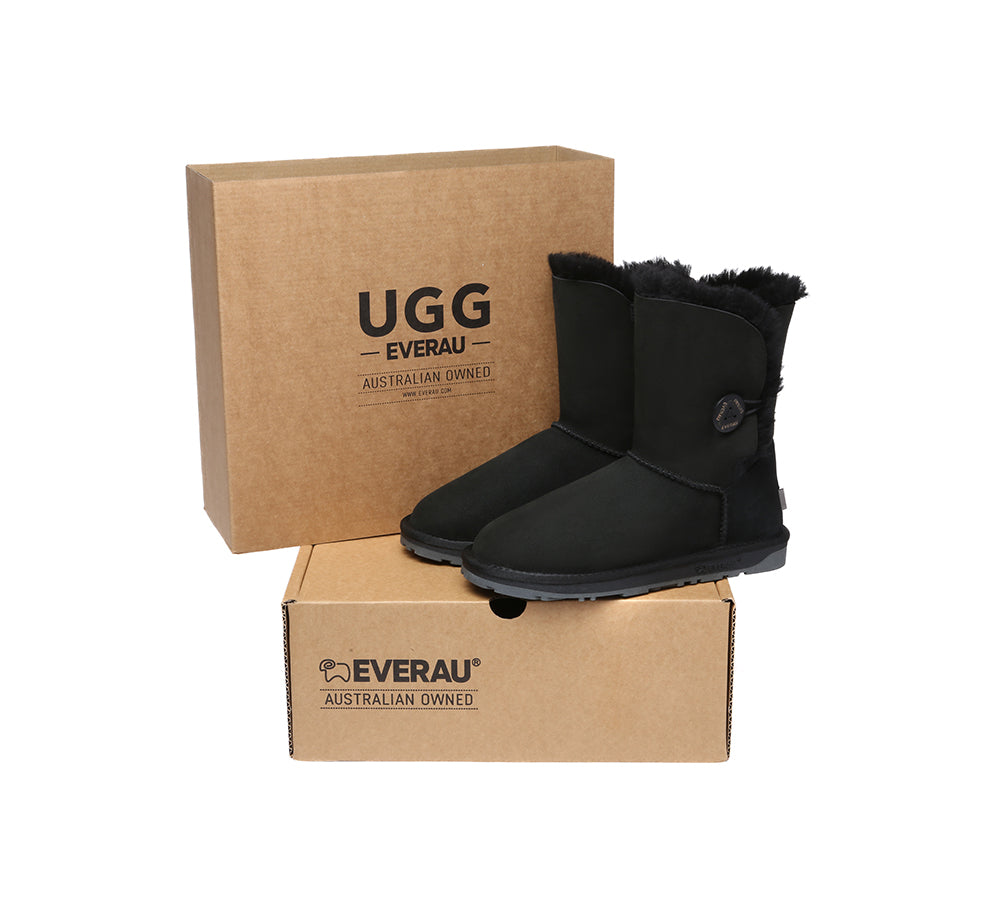 UGG EVERAU® UGG Boots Double Faced Sheepskin Wool Short Button