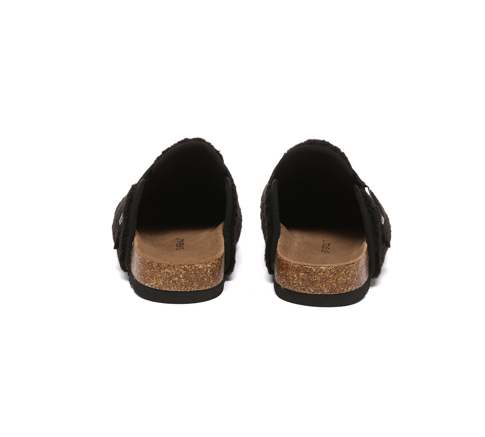 EVERAU® UGG Women Shearling Buckle Sandal Slides Greta