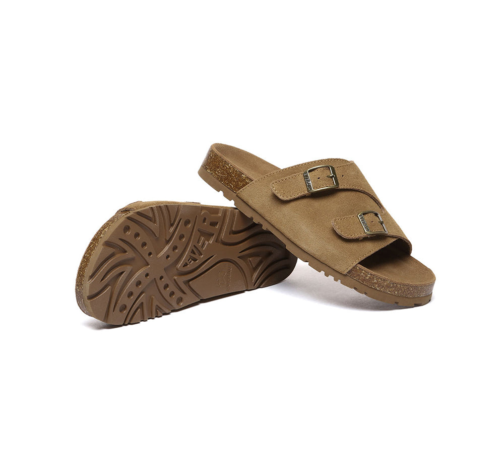 EVERAU® Adjustable Strap Embossed Slip-on Summer Sandal Slides Alexis