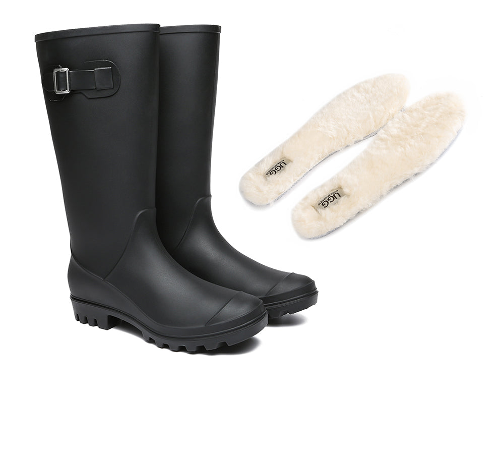 Fashion Boots - UGG Rainboots ,Tall Gumboots Women Veronica With Wool Insoles