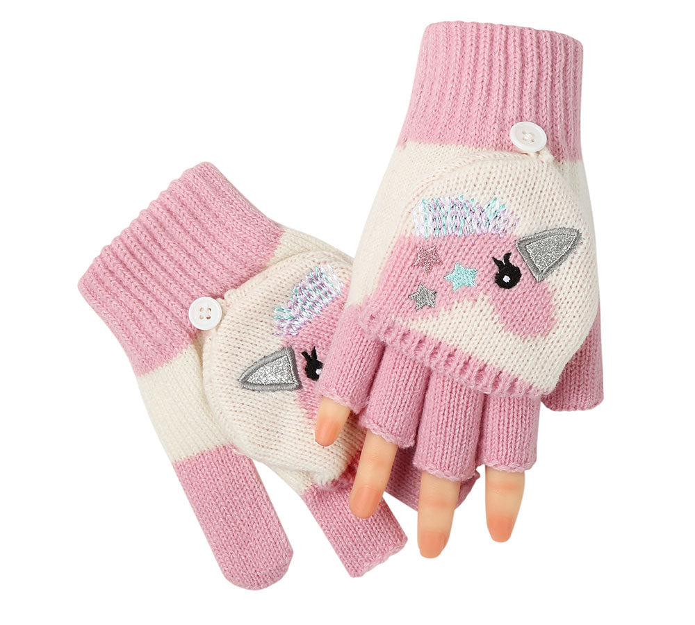 Hats - Kids Knit Unicorn Beanie & Gloves Set