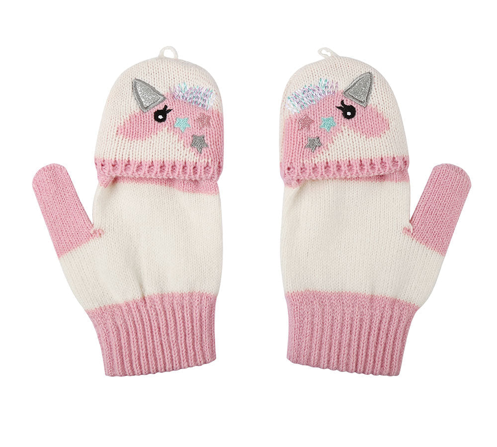 Hats - Kids Knit Unicorn Beanie & Gloves Set