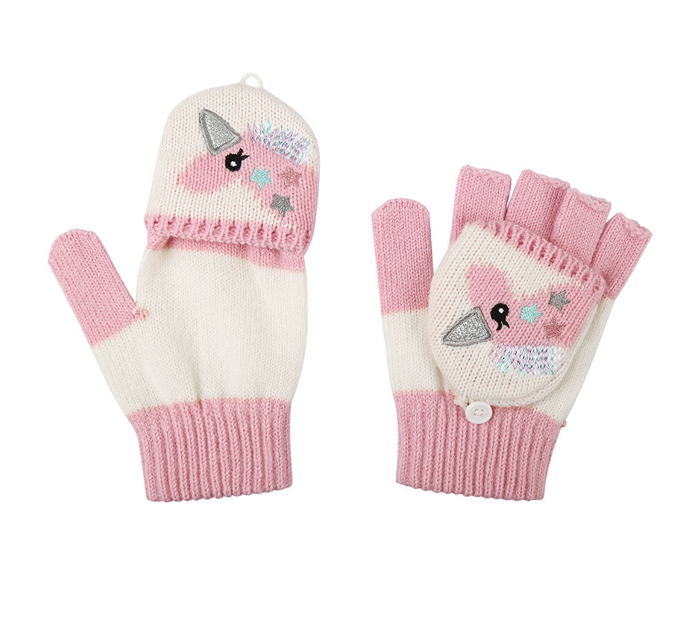 Hats - Kids Knit Unicorn Beanie & Gloves Set