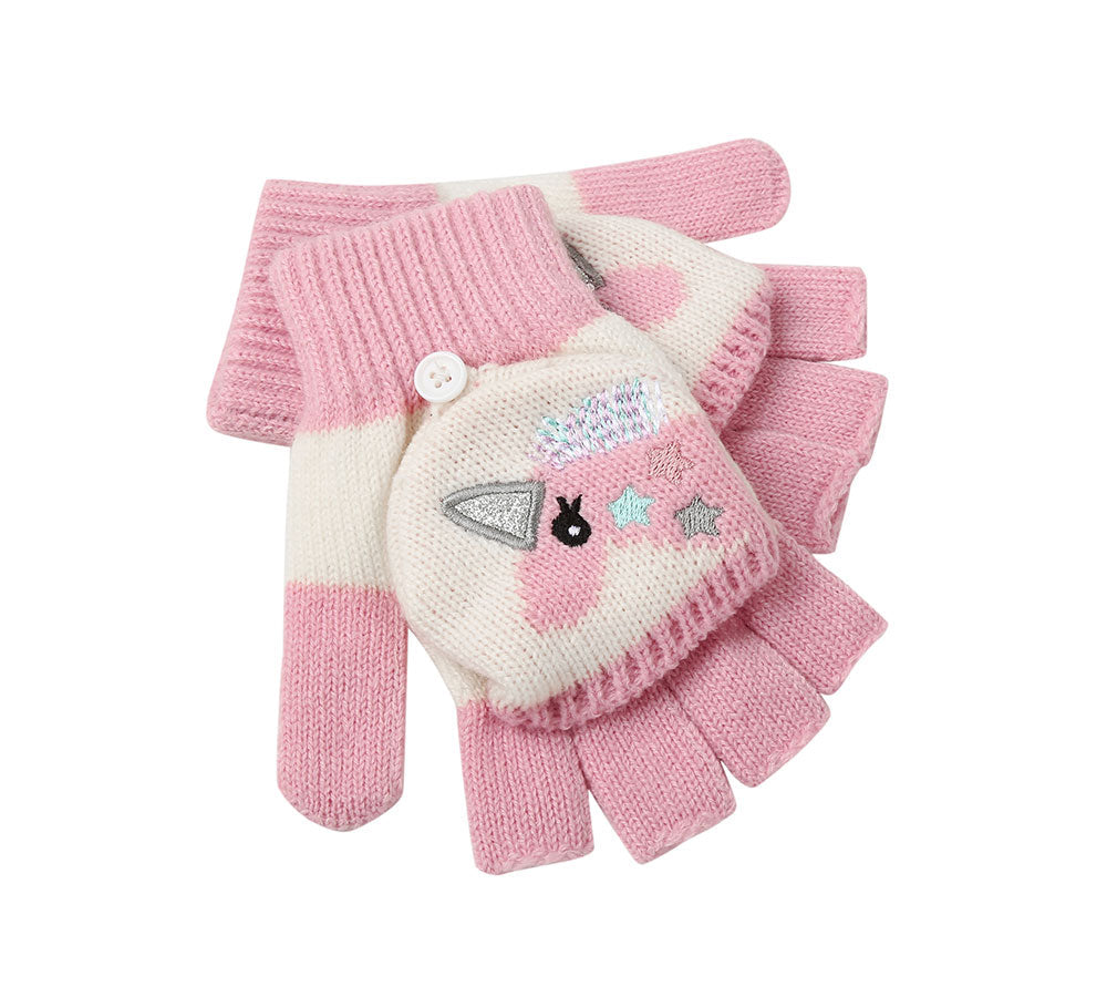 Hats - Kids Knit Unicorn Beanie & Gloves Set