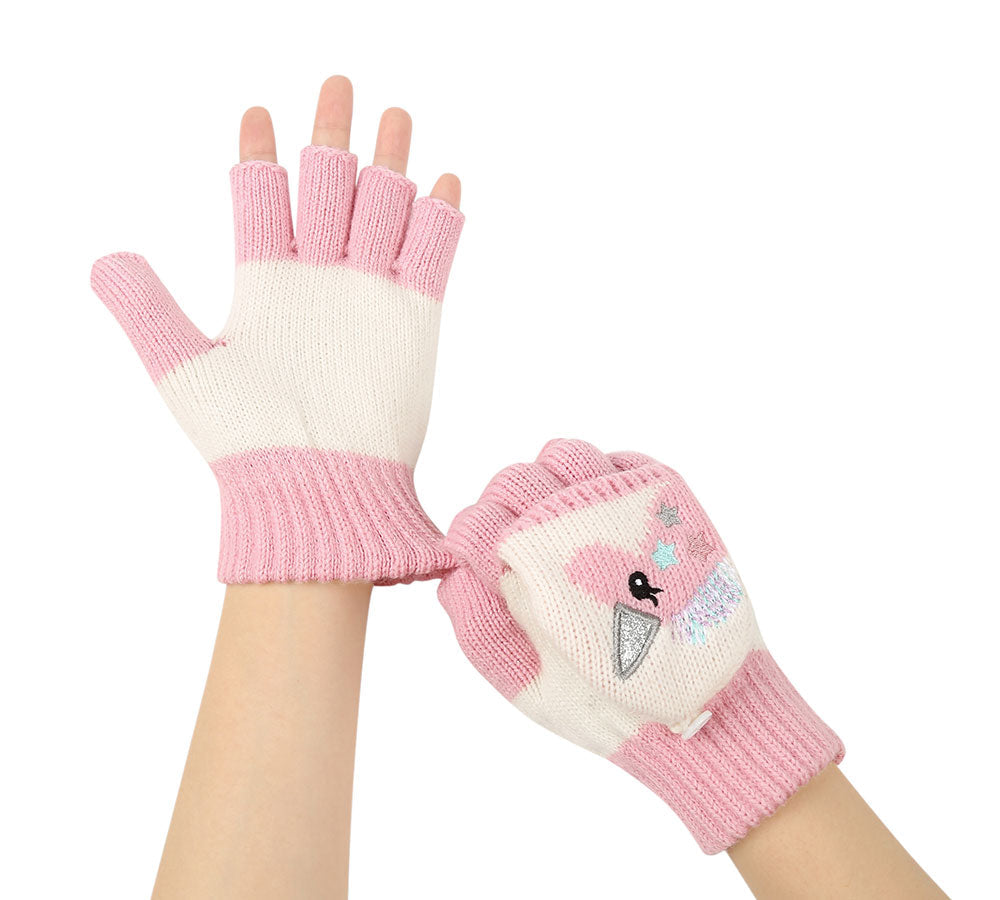 Hats - Kids Knit Unicorn Beanie & Gloves Set