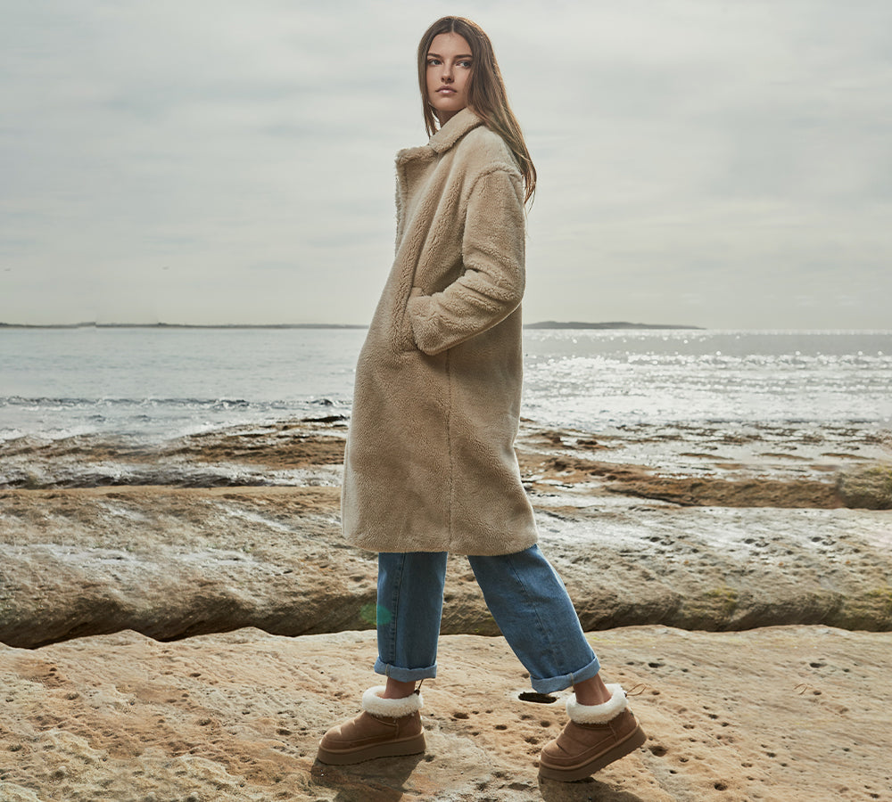 UGG EVERAU® UGG Boots Women Sheepskin Wool Drawstring Platform Payton
