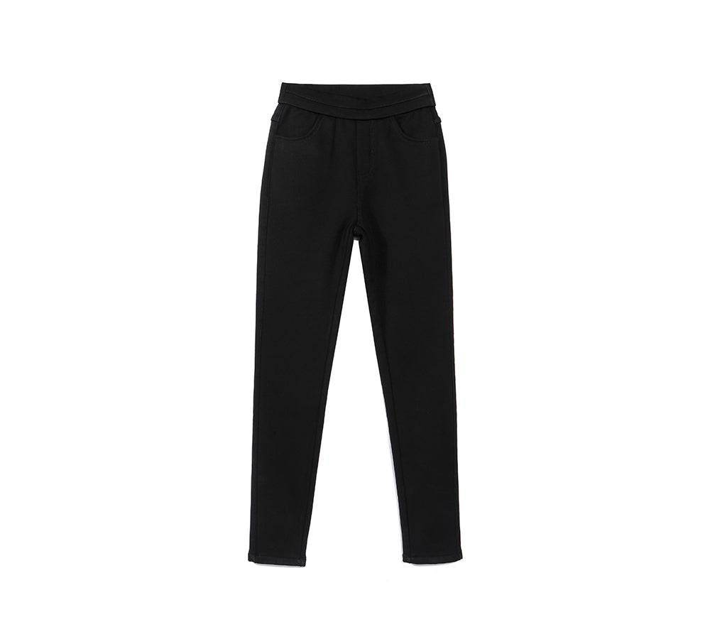 Leggings - TA Women Black Leggings Laney Wool Fleece Lining