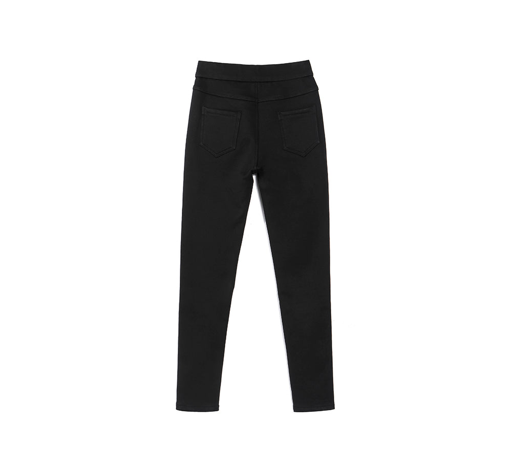 Leggings - TA Women Black Leggings Laney Wool Fleece Lining