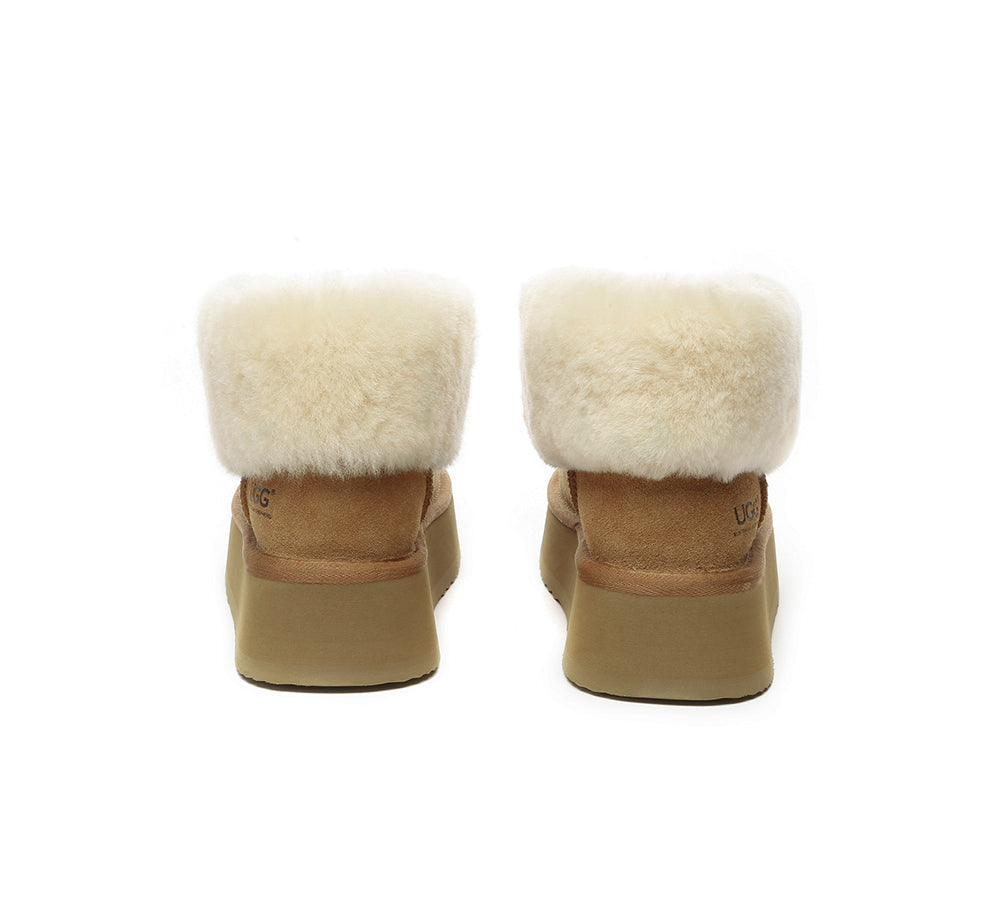 AUSTRALIAN SHEPHERD® UGG Boots Sheepskin Wool Ankle Mini Zip Platform
