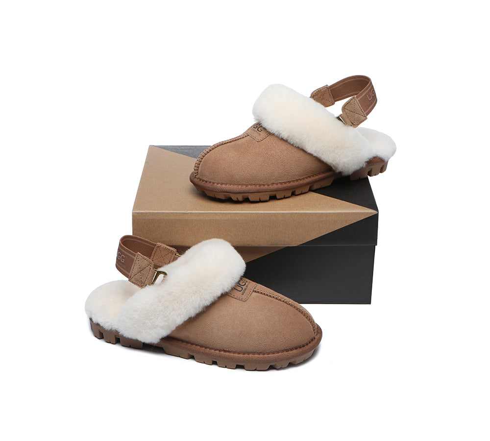 AUSTRALIAN SHEPHERD® UGG Sheepskin Wool Removable Strap Slingback Slippers Suzie