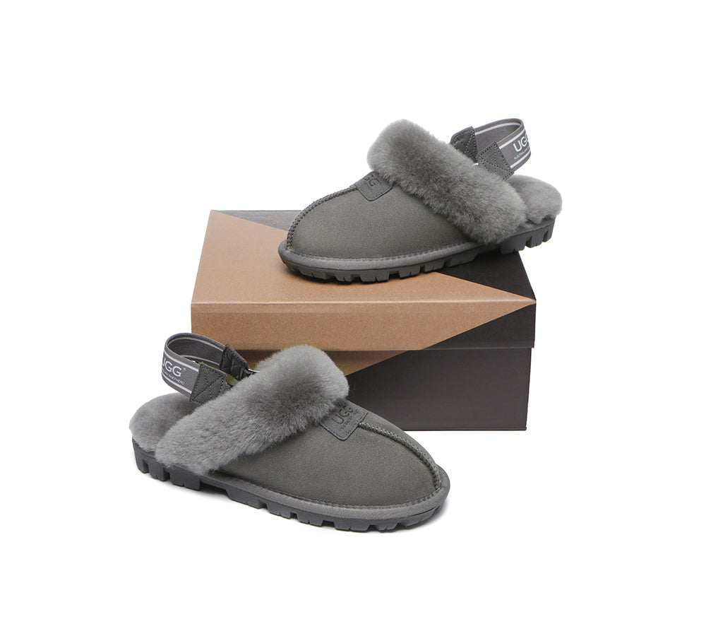 AUSTRALIAN SHEPHERD® UGG Sheepskin Wool Removable Strap Slingback Slippers Suzie