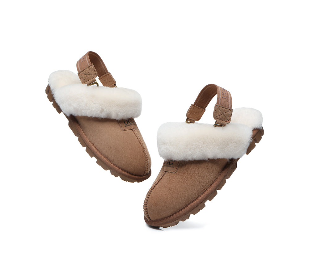 AUSTRALIAN SHEPHERD® UGG Sheepskin Wool Removable Strap Slingback Slippers Suzie