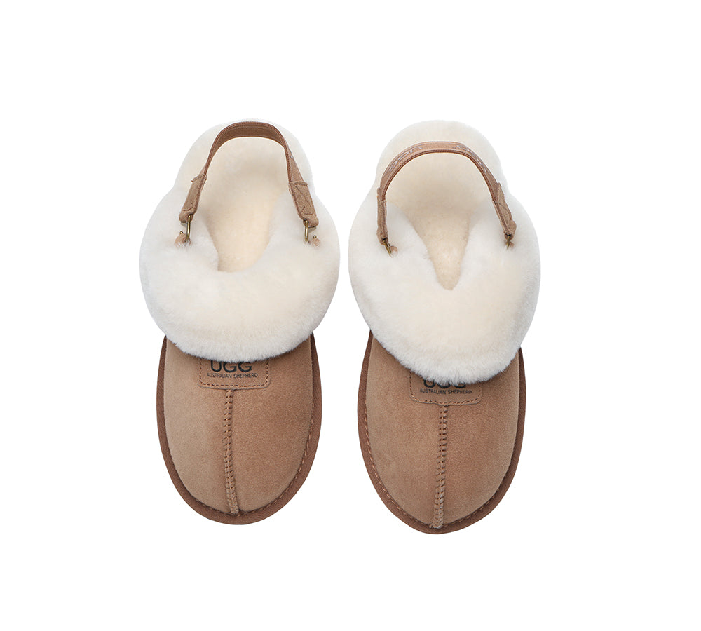 AUSTRALIAN SHEPHERD® UGG Sheepskin Wool Removable Strap Slingback Slippers Suzie