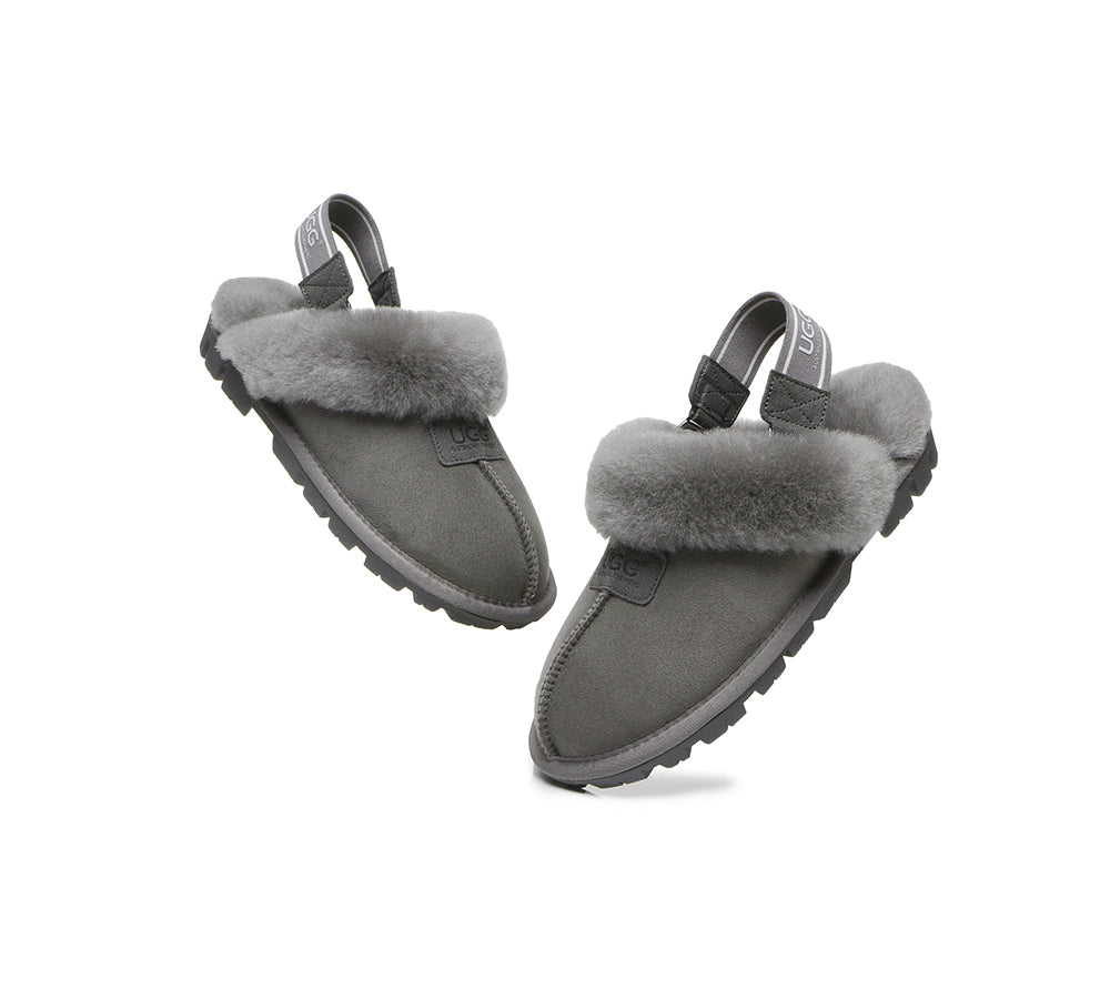 AUSTRALIAN SHEPHERD® UGG Sheepskin Wool Removable Strap Slingback Slippers Suzie