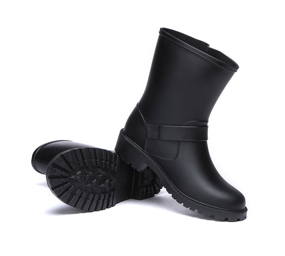 TARRAMARRA® Black Rainboots, Gumboots Women Mid Calf With Wool Insole