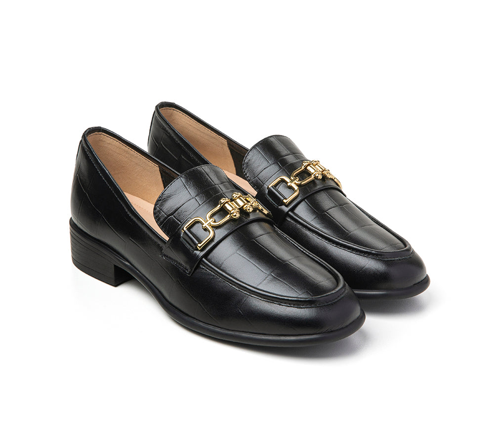 EVERAU® Leather Low Block Heels Loafer Katia